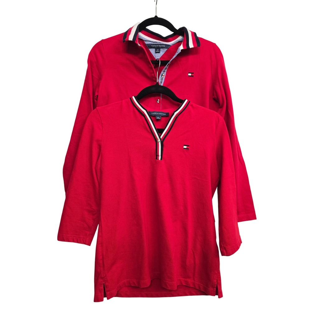 Tommy Hilfiger Red Knit Tops Bundle 2pcs Small coastal Preppy‎ Sporty  Casual